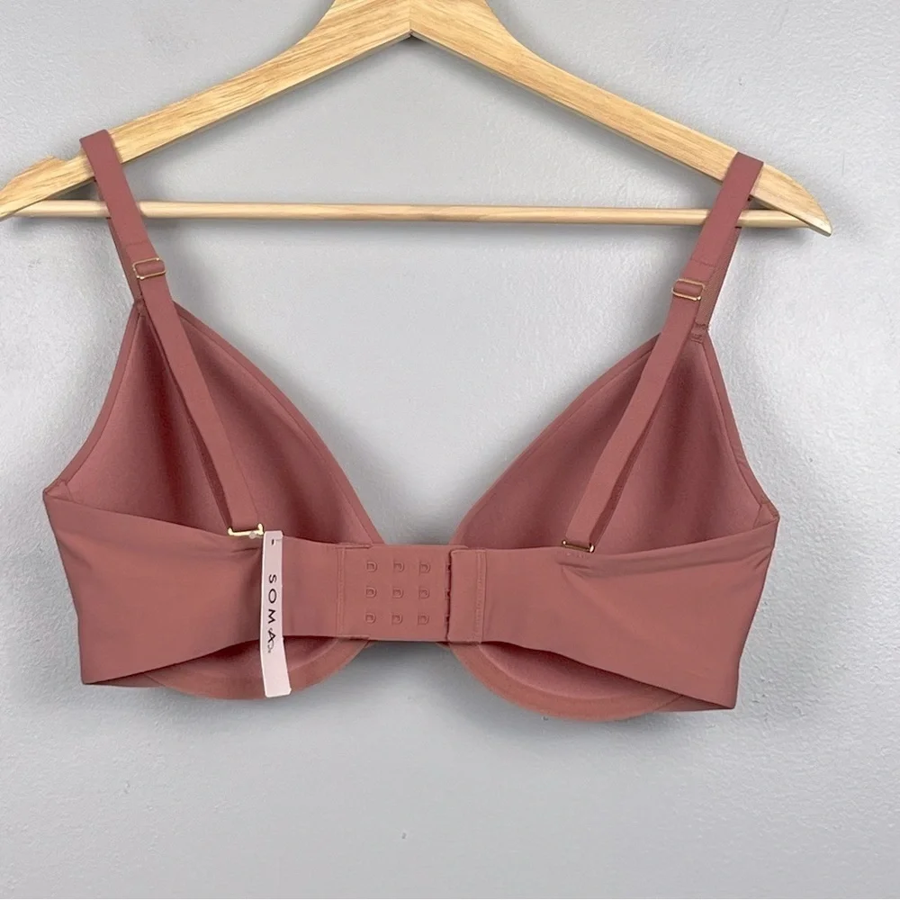 NWT Soma Lightly Lined Plunge underwire bra in Clay Rose, 36DD.
